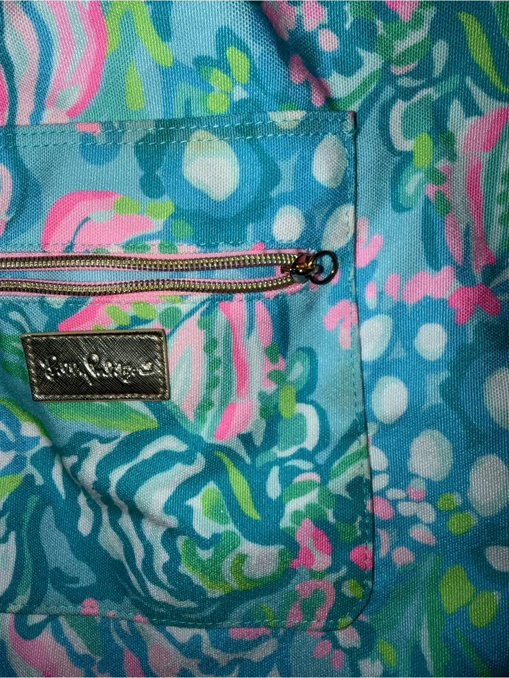 Lilly Pulitzer Pink & Blue Drawstring Backpack/Pool bag